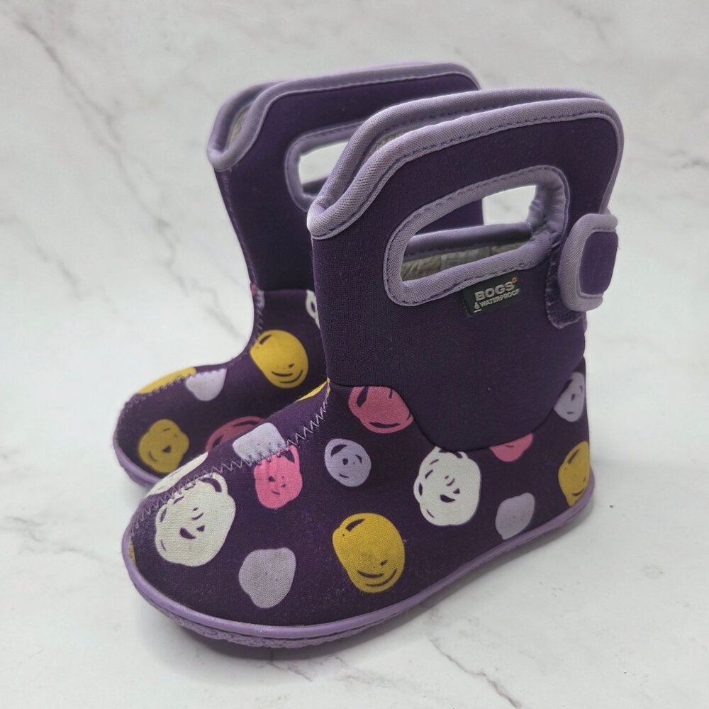 Bogs Classic Waterproof Pull-On Purple Winter Snow Boots Fleece Lined Girls 9